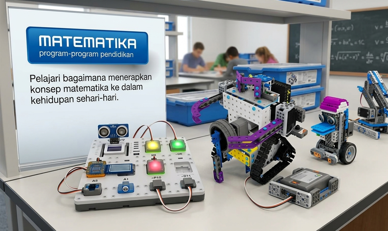 Robot rakitan blok MRT warna-warni